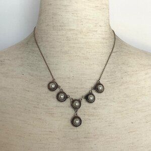 Sterling Silver 925 Round White Pearl Y Drop Necklace Pearl Jewelry 16.5"